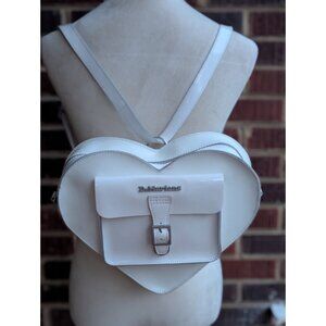 Dr. Martens Heart Shaped Kiev Leather Backpack Crossbody Handbag-White